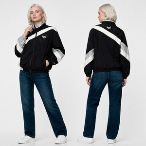 Chaqueta Cortavientos Ligera con Paneles en Contraste Negros para Mujer y Hombre, Estilo Bomber, con Cremallera, de Moda 2026, Proveedor de Ropa Urbana - Product Image 2