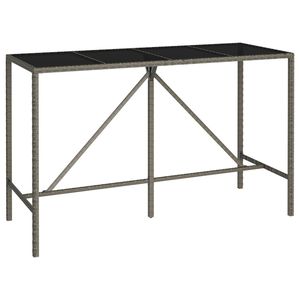 Grand ensemble de bar de jardin en rotin PE gris avec repose-pieds, mobilier de bar d'extérieur durable - Product Image 6