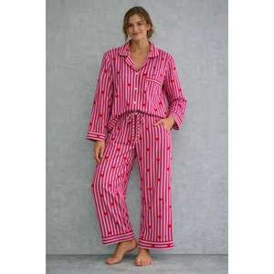 Conjunto de Pijama de Manga Larga con Estampado Floral de Algodón para Mujer, Conjunto de Pijama Suave y Transpirable, Ajuste Cómodo para el Día a Día - Product Image 1