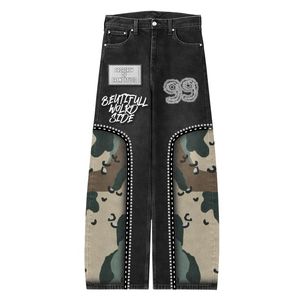 Pantalones Vaqueros Personalizados con Pedrería, Lavado Vintage, Diseño de Retazos Desgastados, Ajuste de Tela, Longitud, Cintura y Cierre de Botones - Product Image 3