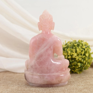 Estatua Grande de Buda de Cuarzo Rosa Tallada a Mano, Escultura de Cristal, Fabricante OEM ODM, Ecológica, Feng Shui - Product Image 4