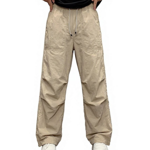 Pantalon cargo décontracté pour homme, coupe décontractée, multi-poches, jambe large mi-haute, en polyester, avec logo personnalisé, fabrication OEM, vente en gros en vrac - Product Image 4