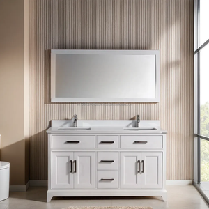 60" Solid Wood Modern Living Room <b>Vanity</b> Cabinet <b>Mirror</b> Sink Natural Wood Color Phuoc Hung Brand Model PHD1VS60 Home Furniture - Product Image 1