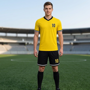 Premium Vibrant Yellow and Black <b>Soccer</b> Uniform Set | Premium V-Neck Football Uniform | Breathable Quick-Dry Team Training Wear - Product Image 4