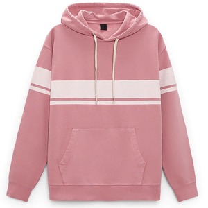 <b>Men's</b> Pink Hooded Sweatshirt Color Blocking Regular Fit Cotton French Terry Casual Autumn Wear For <b>Men</b> - Product Image 4