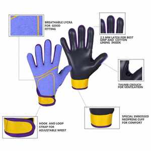 ใหม่ถุงมือกีฬาแบบเต็มนิ้วลาเท็กซ์สีดำสีม่วงสีเหลืองกันลื่นกลางแจ้งสำหรับทุกเพศทุกวัยสายรัดข้อมือแบบปรับได้ - Product Image 4