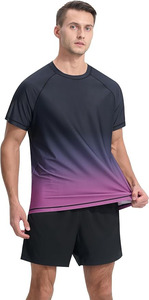 T-shirt de sport pour homme 100 % coton à séchage rapide, manches courtes, col rond, coupe classique, logo avant, respirant, écologique, bleu - Product Image 5