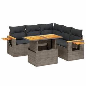 Gray Garden <b>Sofa</b> Set <b>Outdoor</b> PE <b>Rattan</b> Cushioned Contemporary Design For Patio Deck - Product Image 2