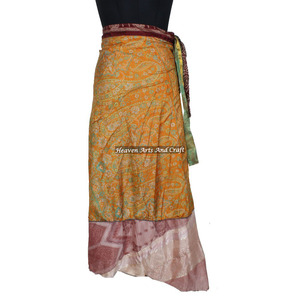 Silk Sari Long Panel <b>Skirt</b> 2 Layer Reversible Magic Silk Saris <b>Wrap</b> Long <b>Skirt</b> Indian Silk <b>Wrap</b> Vintage <b>Skirt</b> Women Handmade - Product Image 6