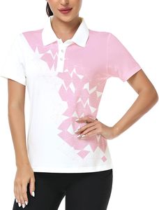 Polo à manches courtes blanc pour femme avec imprimé à pois dégradé, séchage rapide, polyester, décontracté, longueur normale, polos OEM ODM - Product Image 4