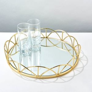 Serving Use Metal And <b>Mirror</b> Tray For Drinks And Snacks With Elegant Design For Home Party And Event Use - Product Image 5