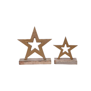 Juego de Figuras Decorativas de Estrella Doble en Madera Rústica y Metal, Adorno Navideño para Mesa, Centro de Mesa para Sala de Estar - Product Image 3