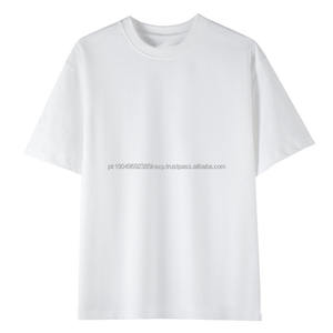 Camiseta de Manga Corta de Color Sólido de Algodón Puro de 300 g con Diseño de Bordado de Logotipo Personalizado OEM, Camiseta Holgada de Capa Base para Comercio Transfronterizo - Product Image 1