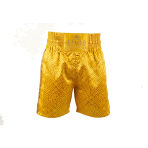 Shorts de boxe Muay Thai pour hommes, extensibles, motif lion jaune, impression par transfert thermique, polyester, coupe classique, vêtements d'arts martiaux pour adultes - Product Image 3