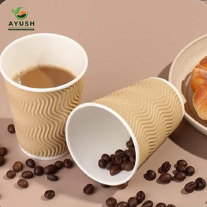 Vasos de Papel Desechables Aislantes de Primera Calidad, Gruesos, de 10 a 20 oz, con Diseño Ondulado, Anti-Escaldaduras, para Llevar, para Té con Leche, Café, al por Mayor - Product Image 1