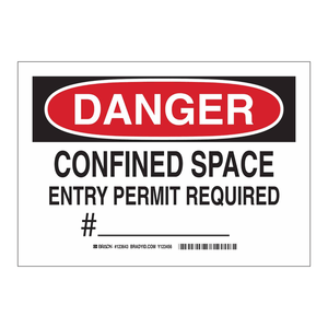 Panneau d'autorisation d'accès aux espaces confinés Brady Danger, panneau d'avertissement triangulaire en PVC pour les zones industrielles et de construction - Product Image 3