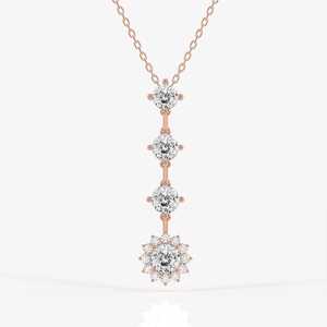 Deslumbrante Colgante de Diamantes Cultivados en Laboratorio con Halo Vertical de Múltiples Piedras en Oro Amarillo de 14k, Joyería Fina para Mujer - Product Image 1
