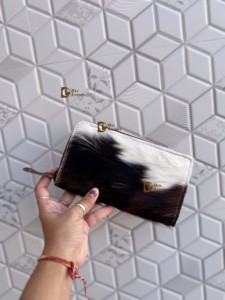 Cartera de piel de vaca para mujer, monedero de cuero con pelo, nuevo diseño, funda de teléfono con tarjeta de embrague, embrague occidental para mujer - Product Image 2