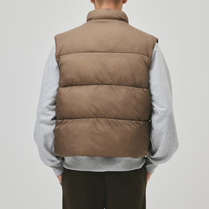 Chaleco acolchado de alta calidad para hombre, con cremallera, cálido para invierno, color marrón, talla grande, con logo frontal, relleno de algodón, para chicos. - Product Image 2