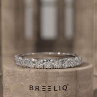 Bague de mariage en or 14 carats avec diamants ronds et bord festonné, bague éternité complète, bijou de luxe empilable pour anniversaire