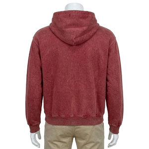 Sweat-shirt à capuche en polaire bordeaux pour homme, coupe classique, uni, décontracté, tricoté, polyester/coton, hiver, service OEM - Product Image 1