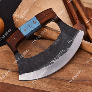 Cuchillo de cocina Ulu de acero inoxidable forjado a mano, de grado industrial, para bricolaje, con hoja de espiga completa, afilada como una navaja, para picar carne, con bajo MOQ - Product Image 2