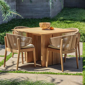 Mesa de Comedor Redonda de Teca Sólida de Primera Calidad, Impermeable y Ecológica, Diseño Moderno Hecho a Mano, Duradera, para Uso en Hoteles y Hostelería - Product Image 4