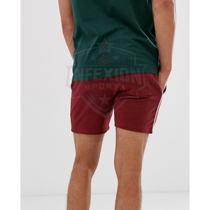 Men's Maroon Cotton High Street Mid Elastic Waist Solid Casual <b>Quick</b> <b>Dry</b> Breathable <b>Shorts</b> - Product Image 3
