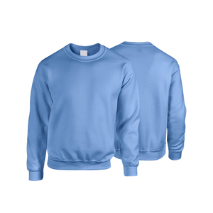 Sweat-shirt à col rond pour homme, couleur unie, coupe classique, tricoté, décontracté, bleu clair, 100% coton, molleton, hiver - Product Image 2