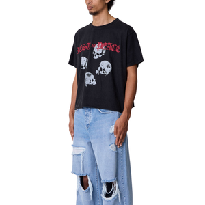<b>Mens</b> O Neck Short Sleeve T <b>Shirts</b> <b>Skull</b> Front Graphic Relaxed Loose Fit Streetwear Wholesale Custom OEM Cotton Jersey Tee <b>Shirts</b> - Product Image 6