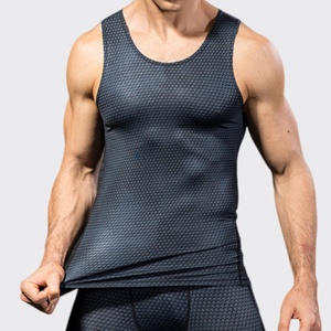 Men's <b>Black</b> Camouflage <b>Tank</b> <b>Top</b> O-Neck Quick Dry Knitted Sleeveless Casual Wear - Product Image 1