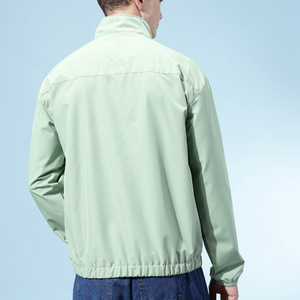 Chaqueta Bomber Verde Claro para Hombre, Cuello Alto, Cortavientos, Informal, de Poliéster, para Otoño, Corte Regular, Cierre de Cremallera - Product Image 5