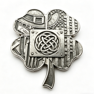 Badge en métal personnalisé en forme de trèfle avec drapeau américain et motif celtique, épingle en émail sur épingle de sûreté, badges promotionnels sans nickel - Product Image 6