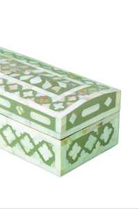 Boîte à bijoux artisanale haut de gamme en mosaïque de nacre, élégante, avec incrustation de nacre, pour ranger bagues, boucles d'oreilles, bracelets - Product Image 2