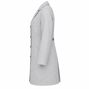 Blouses de laboratoire médicales gris pâle unisexe, uniforme de médecin à revers cranté, quatre boutons, sur mesure, vente en gros, vêtements de travail pour le secteur de la santé, fourniture directe d'usine - Product Image 3
