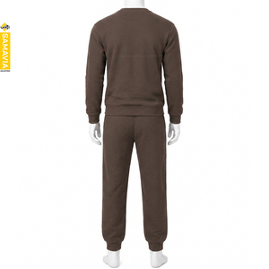 Pull en maille à col rond pour homme SAMAVIA, couleur unie, tenue décontractée, ensemble d'extérieur automne, marron, vente en gros fabricant - Product Image 3
