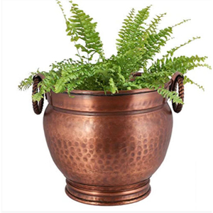 Pot de fleurs en cuivre antique avec motif ondulé sculpté à la main, style vintage, pour la décoration intérieure des plantes, fait main, en solde - Product Image 2