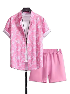 Camisa de Playa con Estampado Floral Hawaiano, Camisa Casual Holgada de Manga Corta para Hombre, Conjunto de Pantalones Cortos - Product Image 6