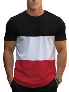 Été nouvelle mode hommes coloré imprimé géométrique loisirs lâche rue fitness haute qualité loisirs hommes T-shirt - Product Image 3