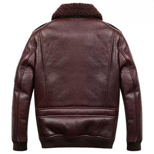 Veste en cuir d'hiver pour homme avec doublure en fourrure, fermeture éclair, coupe-vent, style motard, cuir véritable épais, manteau chaud AI-LJ-021 - Product Image 2