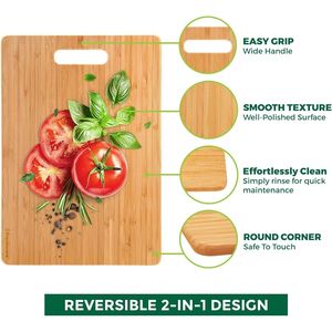 Juego de 3 Tablas de Cortar de Bambú, Ligeras y Aptas para Cuchillos, Tablas de Cortar de Madera de Grado Alimenticio para Uso en la Cocina - Product Image 2