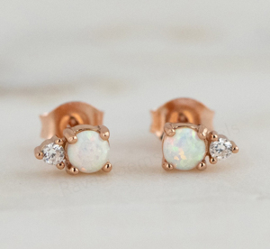 Best Selling Ethiopian Opal Rhodium Plated 925 <b>Silver</b> 5mm Prong Set Pave CZ Minimalist Designer <b>Stud</b> Earrings Fine Jewelry Gift - Product Image 3