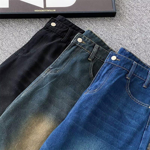 Pantalones cortos de mezclilla azules vintage para hombre, corte ajustado, informales, para exteriores, a la moda, pantalones cortos de verano - Product Image 2