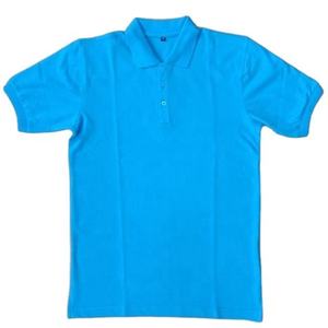 Polo homme premium bleu ciel en mélange de coton, coupe classique, col polo, manches courtes, uni, décontracté. - Product Image 4