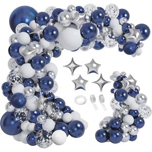 Kit Arco di Palloncini Blu Navy e Argento 151 Pezzi, Decorazione per Festa di Capodanno 2024, Laurea, Compleanno, Matrimonio, Pensionamento - Product Image 1