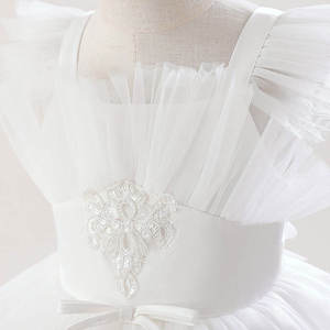 Vestido de Princesa Blanco de Alta Calidad al por Mayor para Niñas de 1 a 12 Años, Elegante Vestido de Tul con Capas, Largo hasta el Suelo, Transpirable, con Volantes - Product Image 6