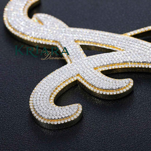 Colgante de Moissanita para Hombre, Letra A, Plata 925, Estilo Hip Hop, Micro Pavé, Joyería para Uso Diario - Product Image 2