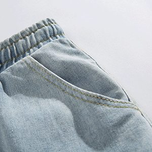 Pantalones Cortos Cargo de Lana Azul Claro para Hombre, Cintura Elástica Alta, Estilo Casual, con Bolsillos, Transpirables, Ecológicos, Sólidos, Vintage - Product Image 5