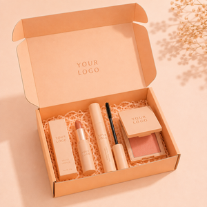กล่องเครื่องสำอางสีชมพูแบบแข็งพร้อมเคลือบ UV โลโก้ UV  หูหิ้ว  และบรรจุภัณฑ์ภายในสำหรับชุดผลิตภัณฑ์ดูแลผิว - Product Image 3