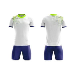 Conjunto de Uniforme de Fútbol para Hombre, Camiseta de Manga Corta con Rayas Blancas y Turquesa, Cuello Redondo, Poliéster que Absorbe la Humedad, Corte Regular - Product Image 6